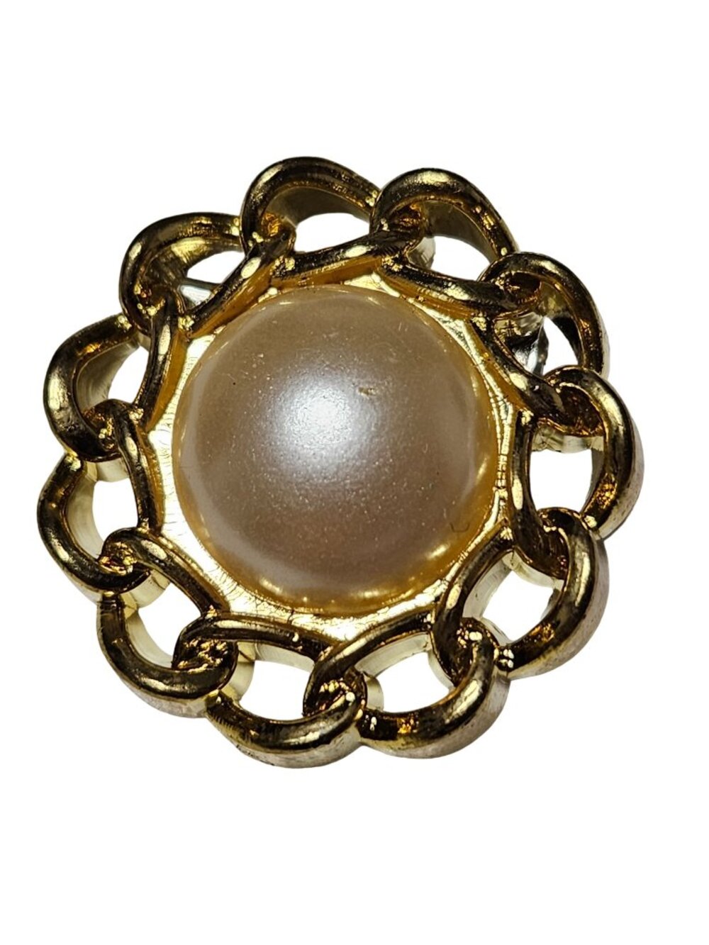 Vintage Faux Pearl Brooch Pin Gold Tone Retro 50s 60s Fashion Jewelry Women